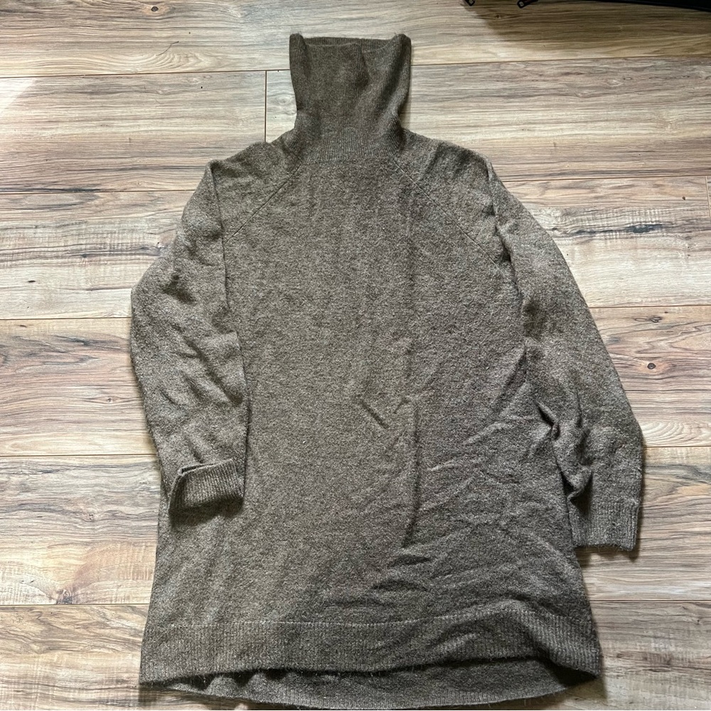 H&M Brown Knit tunic turtle neck sweater